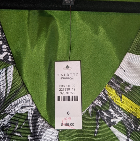 Talbot's Dark Green Butterfly and Flower Dress, Size 6 - Picture 7 of 11